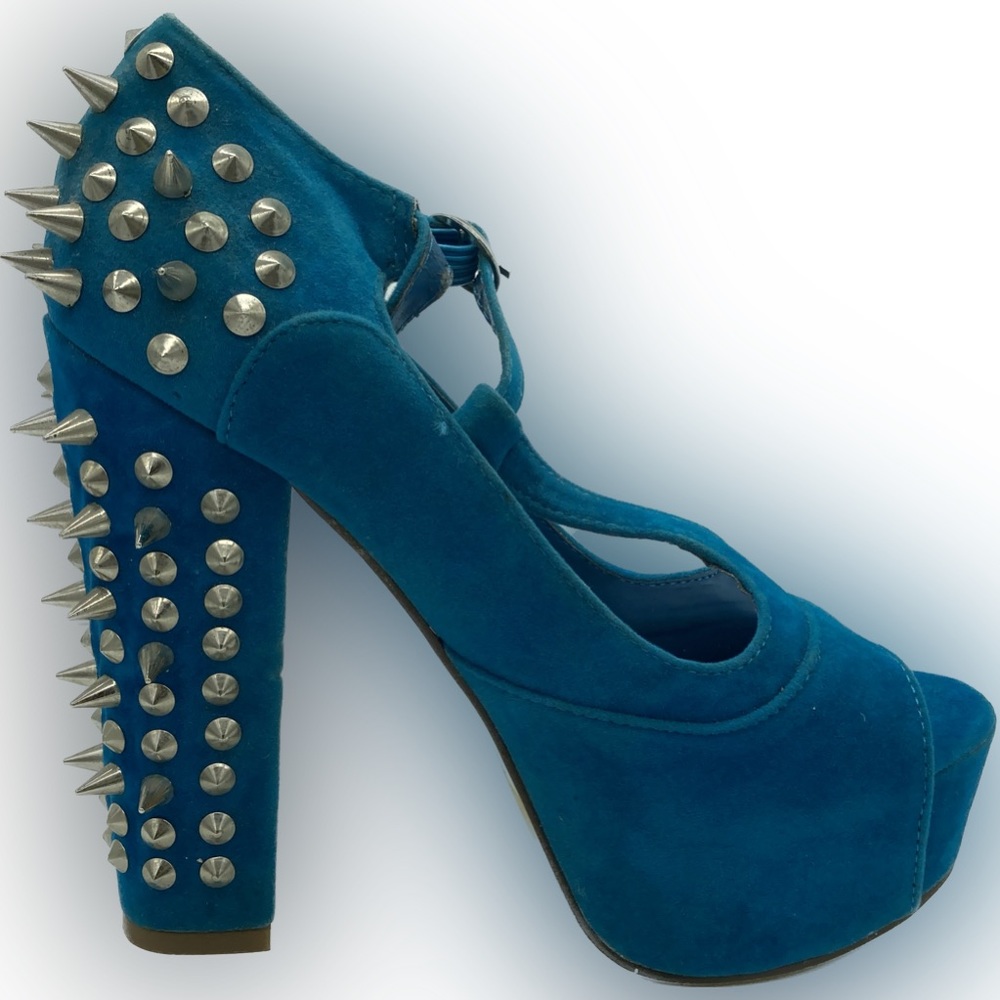 Vintage Blue Studded Heels Size 8.5 - Picture 5 of 10